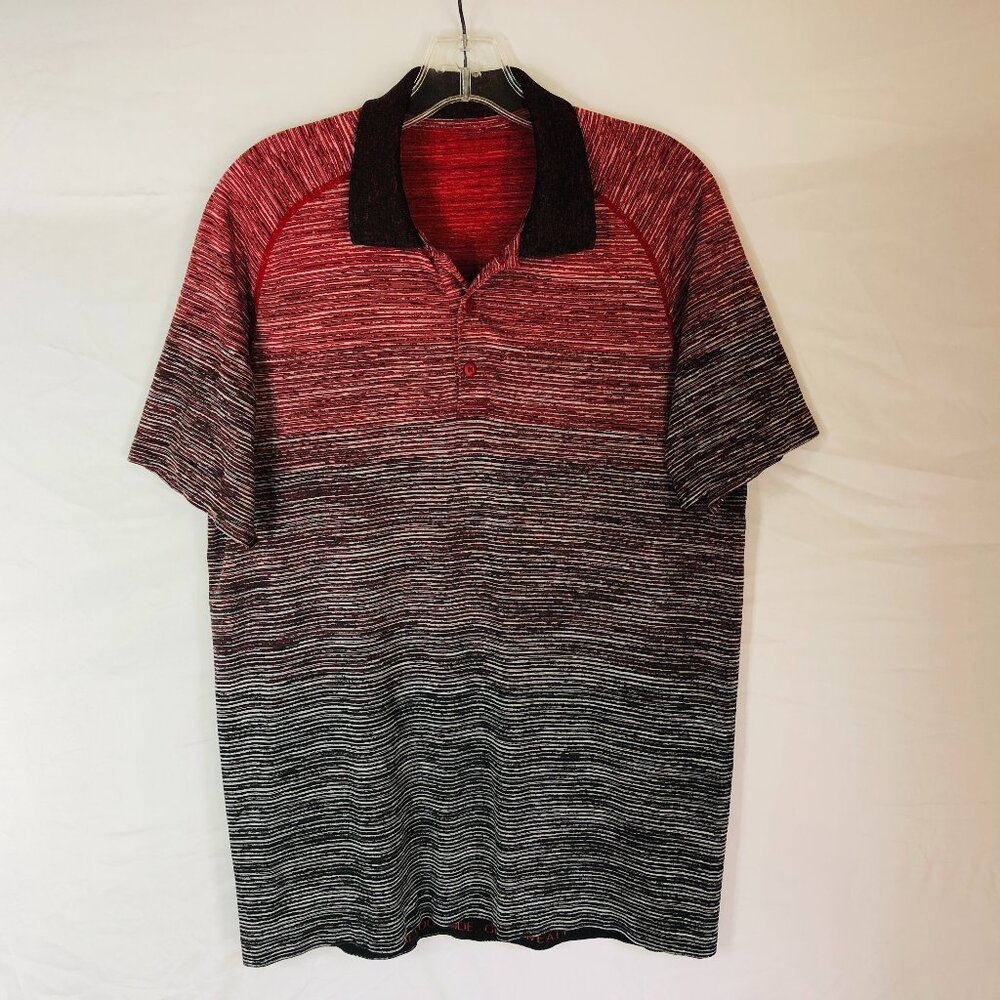 Lululemon Men's Size Large Slim Fit Striped Performance Stretch Polo Shirt